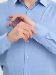 Синий рубашка приталенная с длинным рукавом