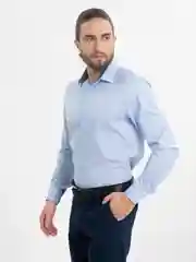 Голубой рубашка приталенная с длинным рукавом