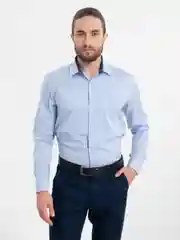 Голубой рубашка приталенная с длинным рукавом