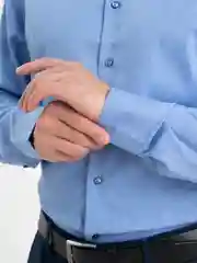 Синий рубашка приталенная с длинным рукавом