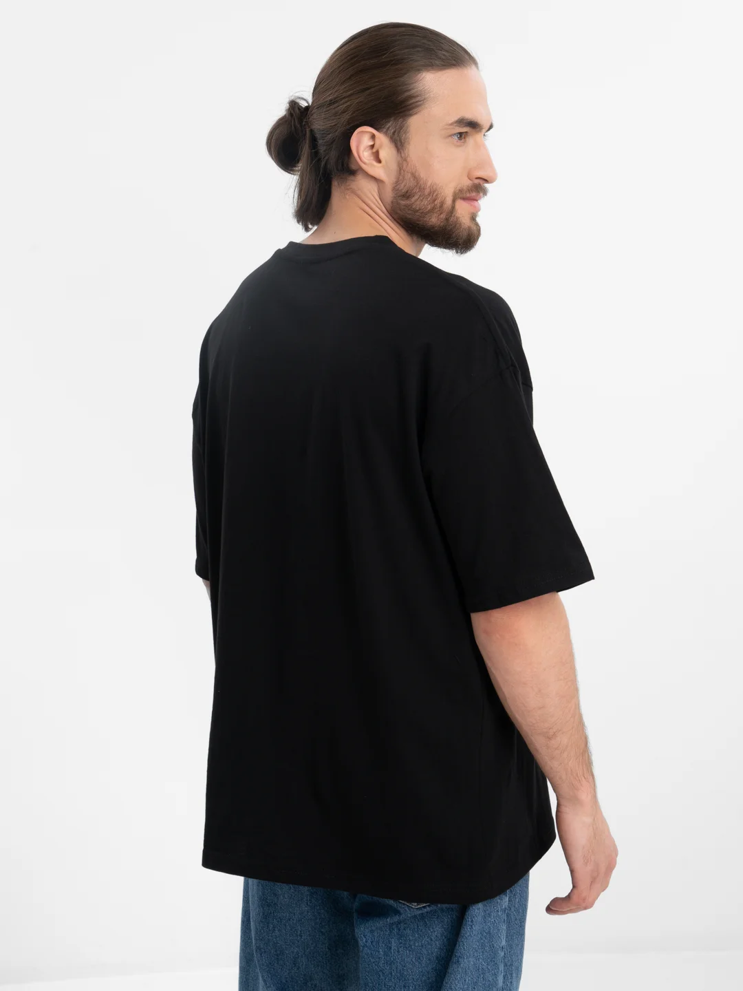 Черный футболка оверсайз "I am this old" унисекс, с принтом, хлопок, Oversize T-Shirt printed
