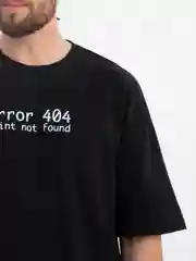 Черный футболка оверсайз "Error 404" унисекс, с принтом, хлопок, Oversize T-Shirt printed, cotton