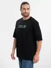 Черный футболка оверсайз "Error 404" унисекс, с принтом, хлопок, Oversize T-Shirt printed, cotton
