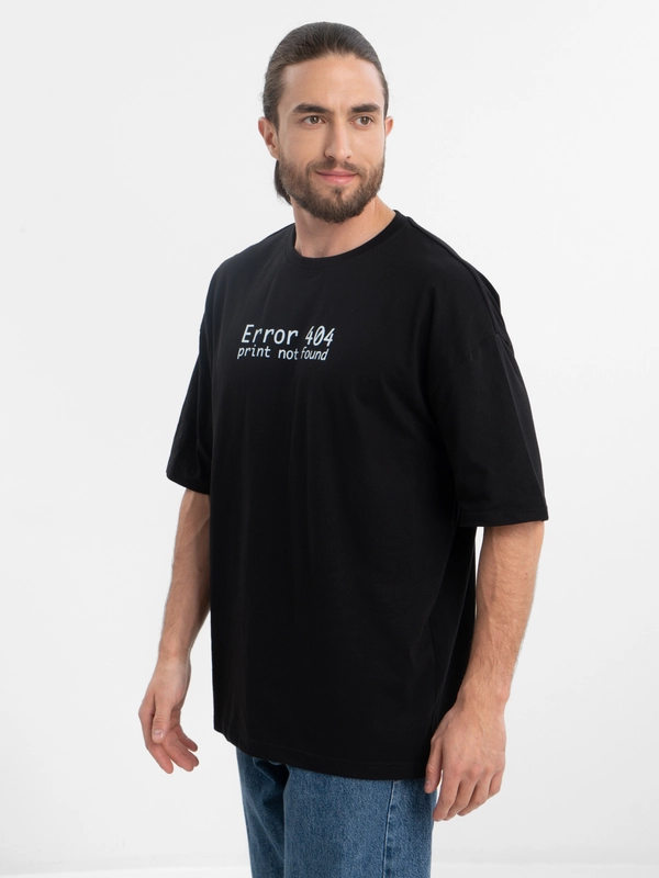 Футболка оверсайз "Error 404" унисекс, с принтом, хлопок, Oversize T-Shirt printed, cotton