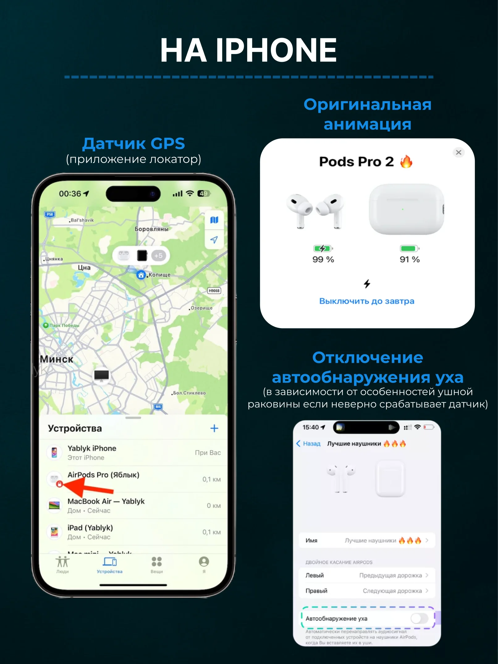 Серебряный наушники беспроводные A.Pods Pro 2, A.Pods 2, 3, TWS J18 для iPhone, Android
