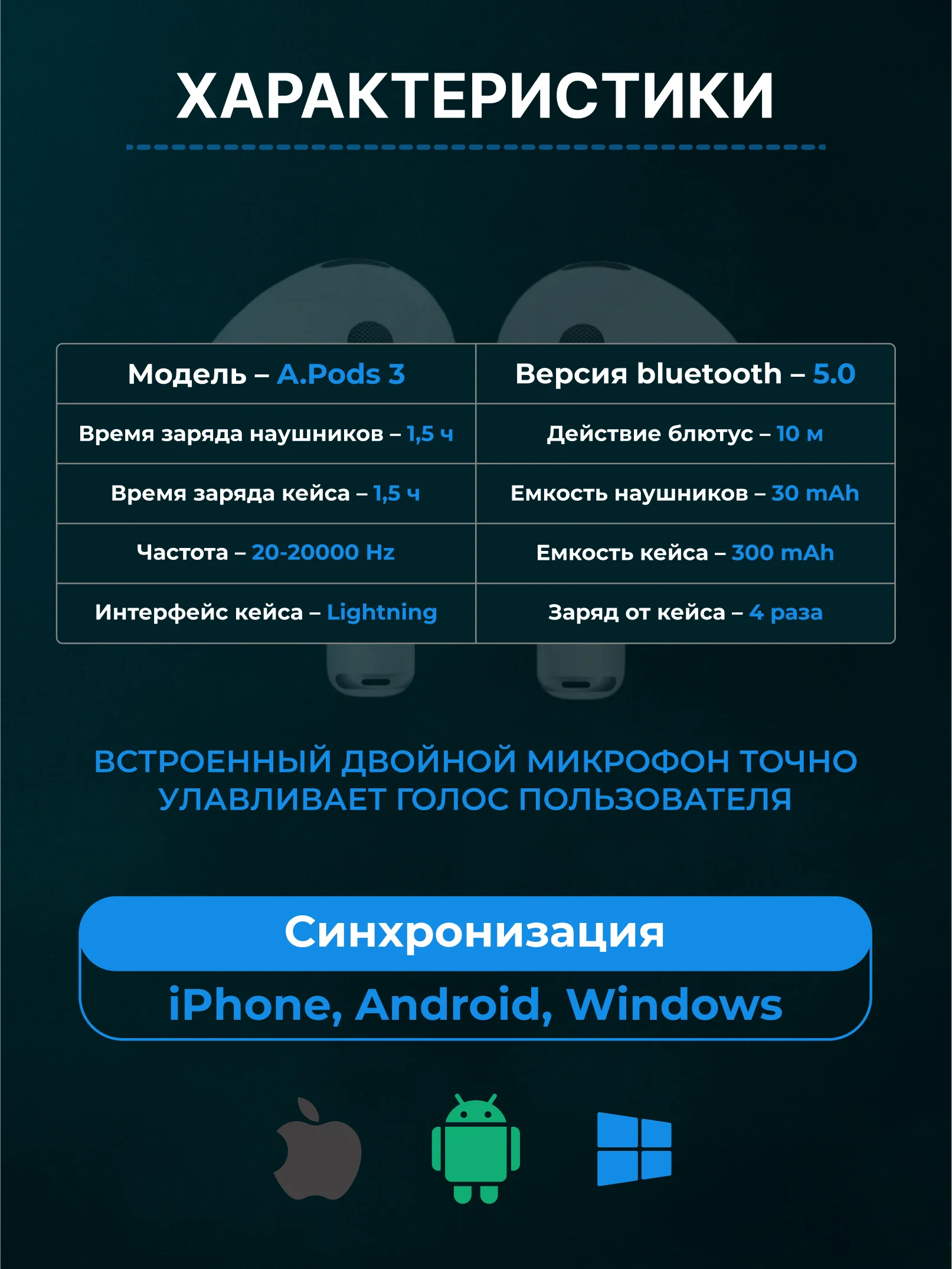 Серебряный наушники беспроводные A.Pods Pro 2, A.Pods 2, 3, TWS J18 для iPhone, Android