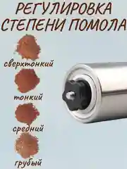 Кофемолка ручная, механическая, регулируемая, жерновая из стали, с керамическим ножом