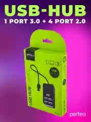 Разветвитель хаб USB-HUB Perfeo 1 Port 3.0+4 Port 2.0 (PF-H051) чёрный