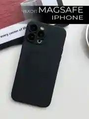 Черный чехол MagSafe iPhone 16/15/14/13/12/11/Pro/Max/Plus/Mini/X/Xr/Xs магсейф