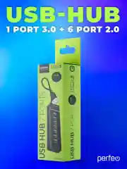 Разветвитель хаб USB-HUB Perfeo 1 Port 3.0+6 Port 2.0 (PF-H043) чёрный