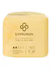 Прокладки гигиенические SUPERGREEN ультрамягкие 12 штук, размер S, длина 18,5 см, Корея