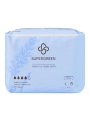 Прокладки гигиенические SUPERGREEN ультрамягкие 8 штук размер L длина 30 см Корея