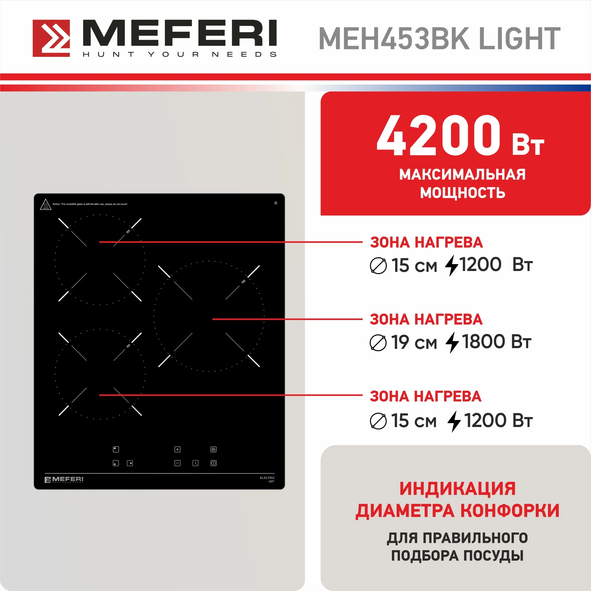 Варочная панель электрическая MEH453BK LIGHT