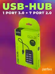 Разветвитель хаб USB-HUB Perfeo 1 Port 3.0+7 Port 2.0 (PF-H050) чёрный