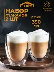 Комплект стаканов стеклянных с двойными стенками 250 и 350 мл Unifico