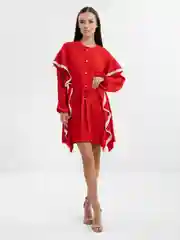 Красный платье женское с рюшами и воланами