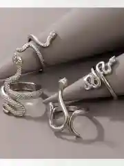 Серебряный набор колец. Новогодние украшения. Символ года . Змея
