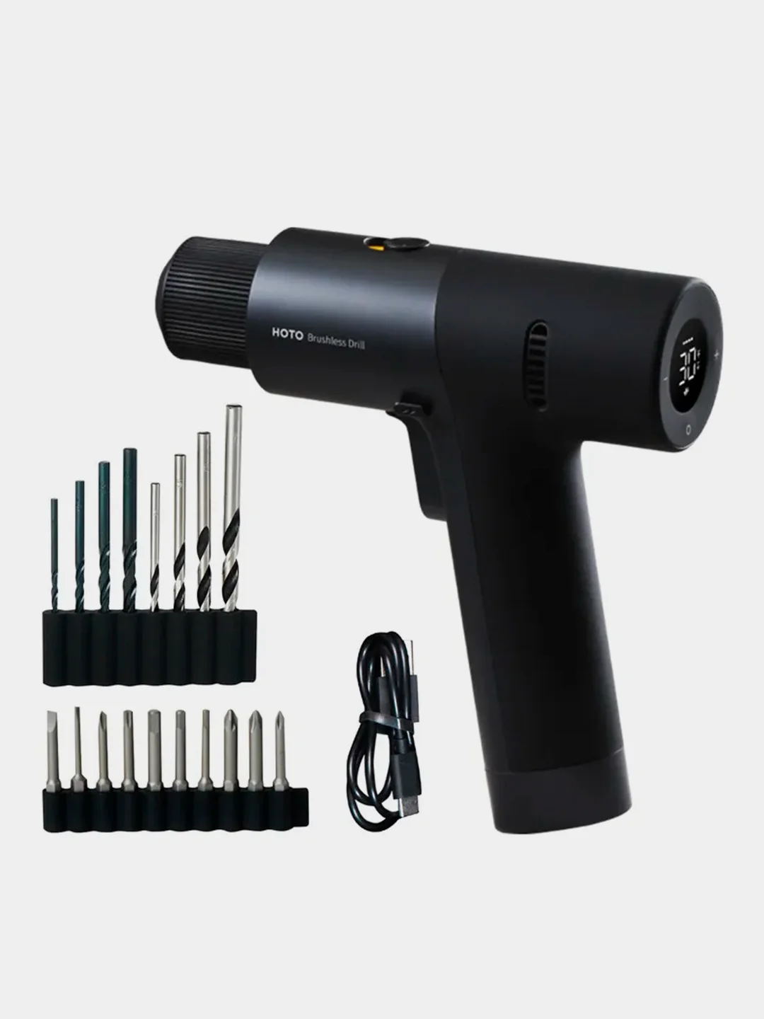 Аккумуляторная дрель-шуруповерт HOTO 12V Brushless Drill, серая, 1400 об/мин