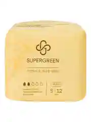 Светло-жёлтый прокладки гигиенические SUPERGREEN 36 шт, размер S, длина 18,5 см (3 упаковки по 12 шт), Корея