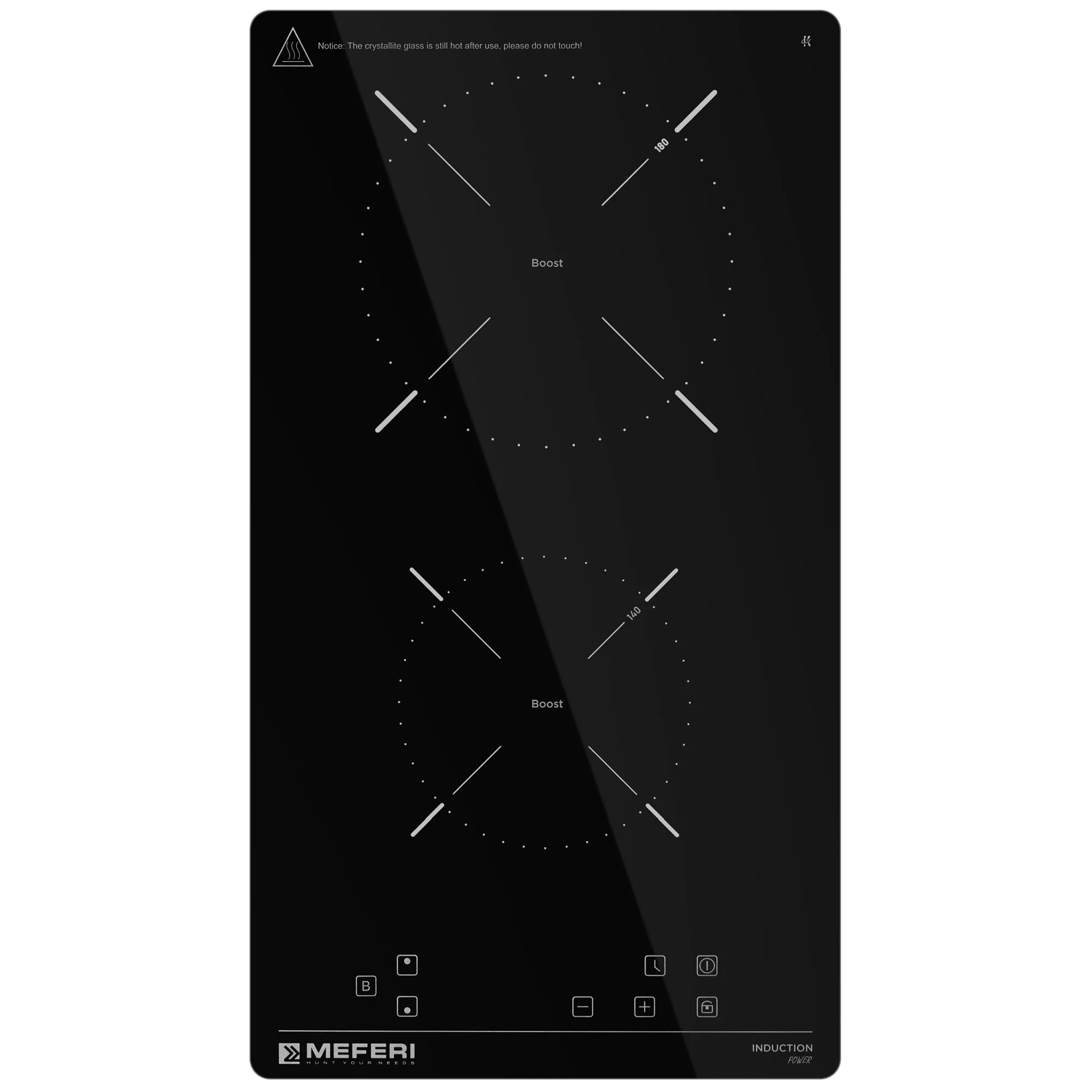 Варочная панель индукционная MIH302BK POWER - домино 2 конфорки, 3500 вт, стеклокерамика