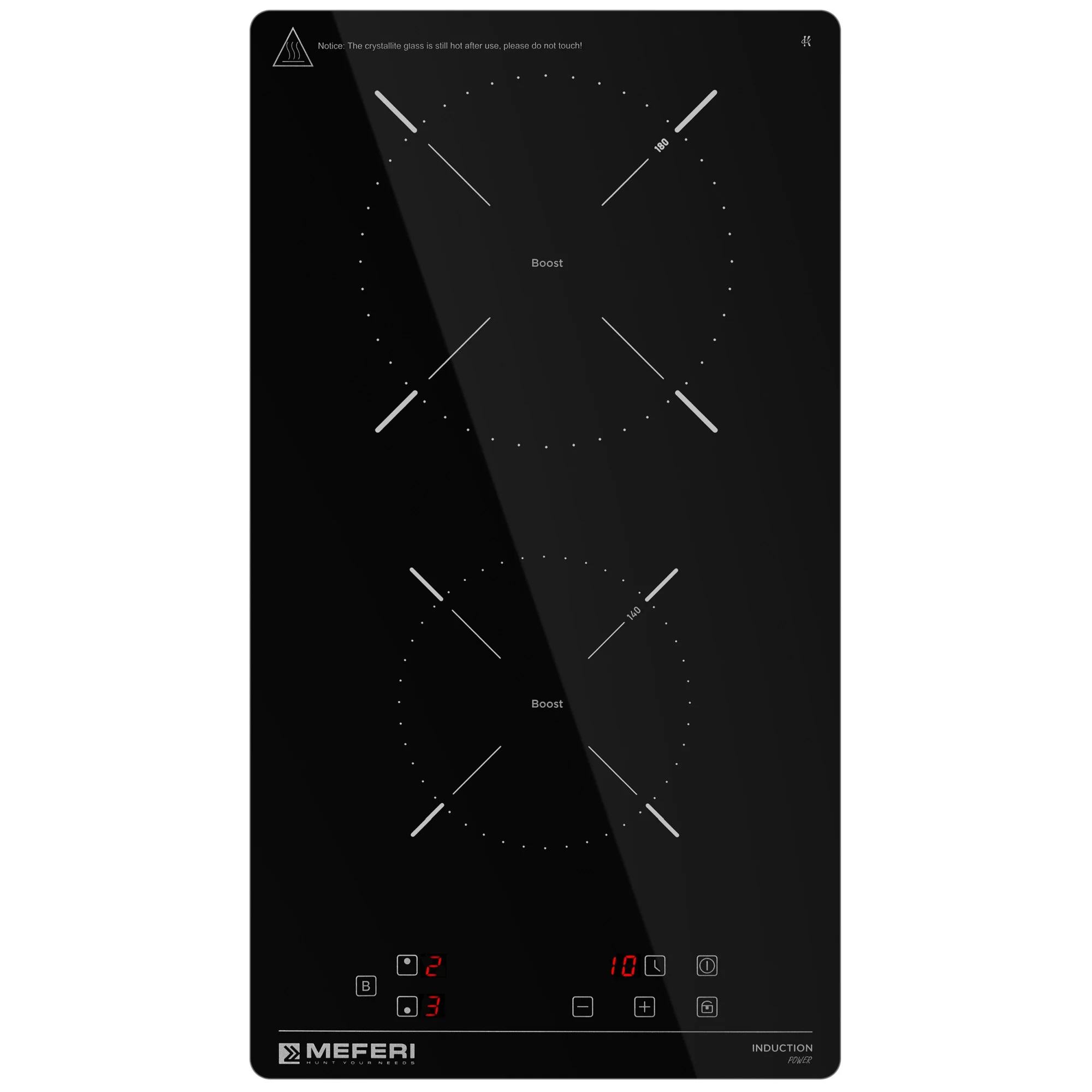 Варочная панель индукционная MIH302BK POWER - домино 2 конфорки, 3500 вт, стеклокерамика
