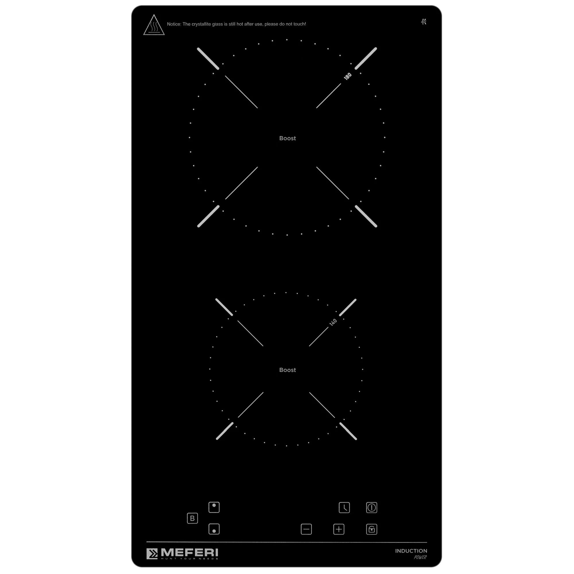 Варочная панель индукционная MIH302BK POWER - домино 2 конфорки, 3500 вт, стеклокерамика
