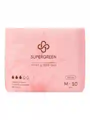 Розовый прокладки гигиенические SUPERGREEN 30 шт, размер М, длина 24,5 см (3 упаковки по 10 шт), Корея