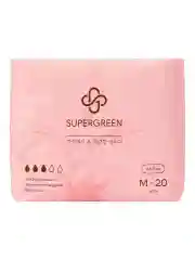 Пастельно-коралловый прокладки гигиенические SUPERGREEN 40 шт, размер М, длина 24,5 см (2 упаковки по 20 шт), Корея