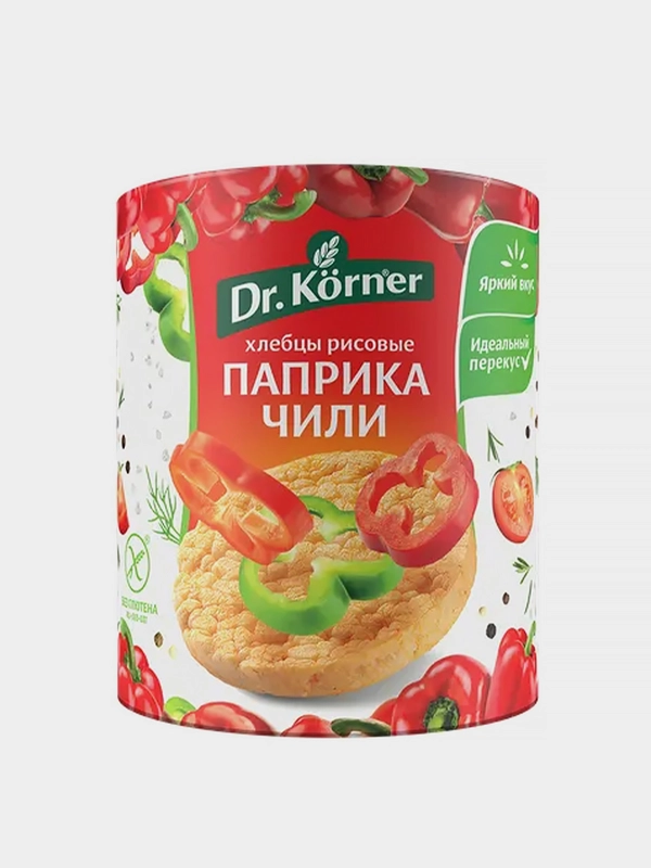 Хлебцы Dr. Korner Паприка и Чили, рисовые, цельнозерновые, 80 г