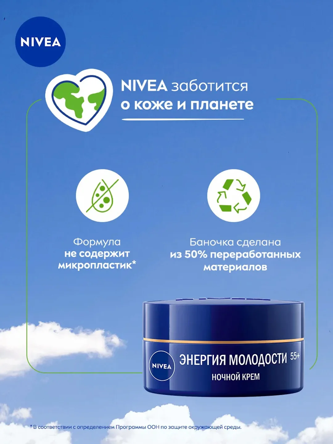 Антивозрастной ночной крем для лица NIVEA "Энергия Молодости" Восстановление 55+, 50 мл