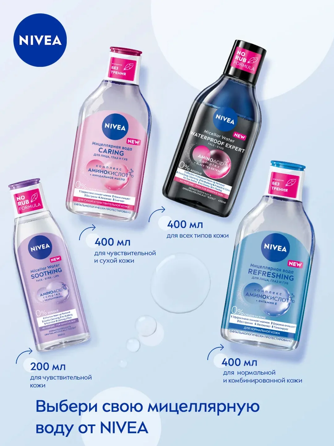 Гиалуроновая мицеллярная вода NIVEA Make-UP Expert, для лица и глаз, 400 мл
