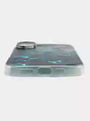 Бирюзовый силиконовый чехол на Apple iPhone 16 / Айфон 16 прозрачный, с принтом, защита камеры