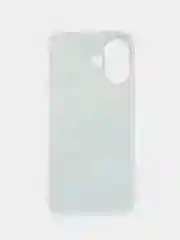 Бирюзовый силиконовый чехол на Apple iPhone 16 / Айфон 16 прозрачный, с принтом, защита камеры