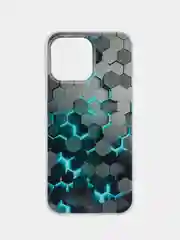 Бирюзовый чехол на Apple iPhone 16 Pro Max / Айфон 16 Про Макс прозрачный, с принтом, защита камеры