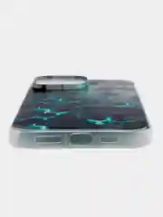 Бирюзовый чехол на Apple iPhone 16 Pro Max / Айфон 16 Про Макс прозрачный, с принтом, защита камеры