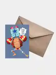 Индиго открытка с героями аниме "One Piece", с конвертом, Ван Пис, аниме, подарок