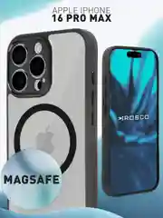 Чехол MagSafe для iPhone 16 Pro Max, пластиковый с силиконом ROSCO противоударный, магнит