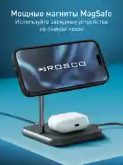 Прозрачный чехол MagSafe для iPhone 16 Pro Max, пластиковый с силиконом ROSCO противоударный, магнит