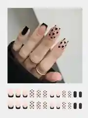 Угольный накладные ногти с дизайном, 24 штуки + клей