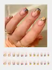Индиго накладные ногти с дизайном, 24 штуки + клей