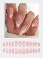 Вишнёвый накладные ногти с дизайном, 24 штуки + клей