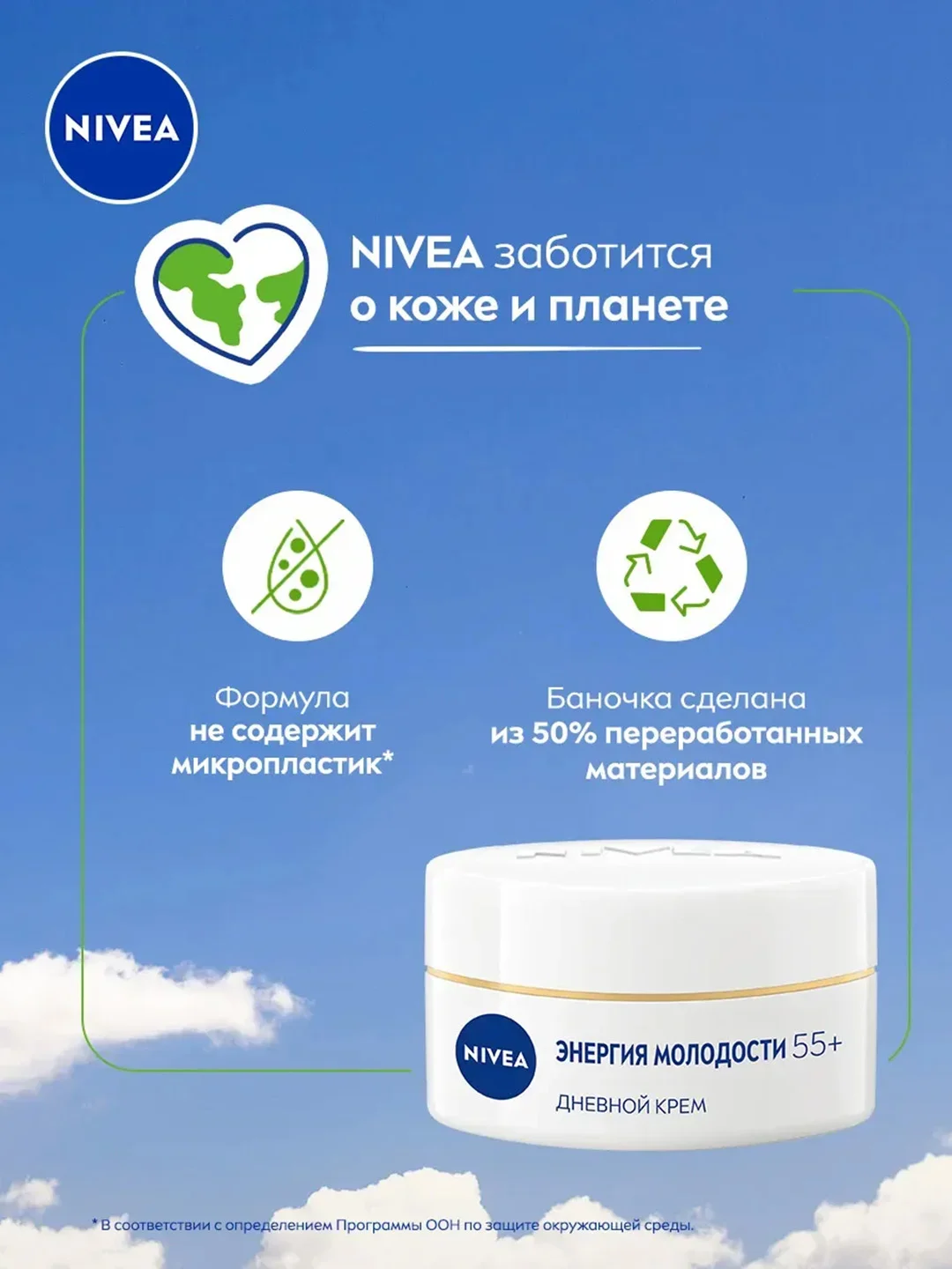 Антивозрастной дневной крем для лица NIVEA "Энергия Молодости", против морщин, SPF15, 50мл