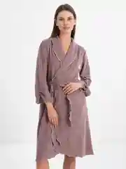 Розовый халат домашний махровый на запах