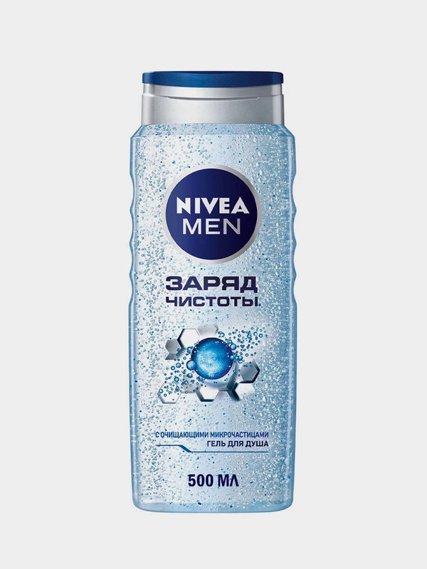 Гель для душа мужской NIVEA MEN "Заряд чистоты", с очищающими микрочастицами, 500 мл
