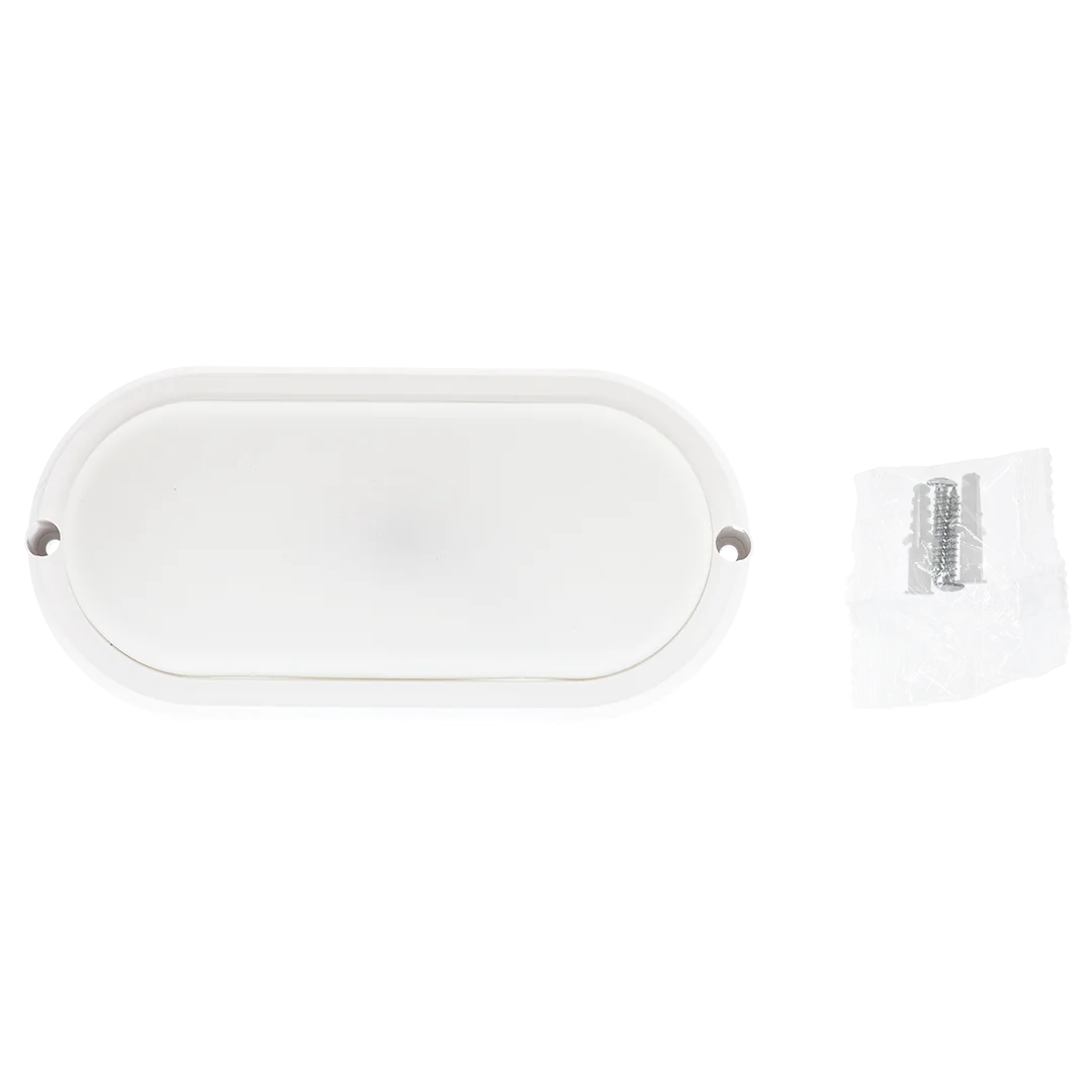 Белый cветодиодный светильник ЖКХ GLANZEN 15 Вт 6500К IP65 RPD-0004-15 овал