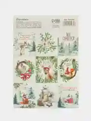 Молочный наклейки новогодние детские, 9 штук+ раскраска,11см х15,5см