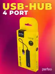 Черный разветвитель хаб USB-HUB Perfeo 4 Port, (PF-H038)