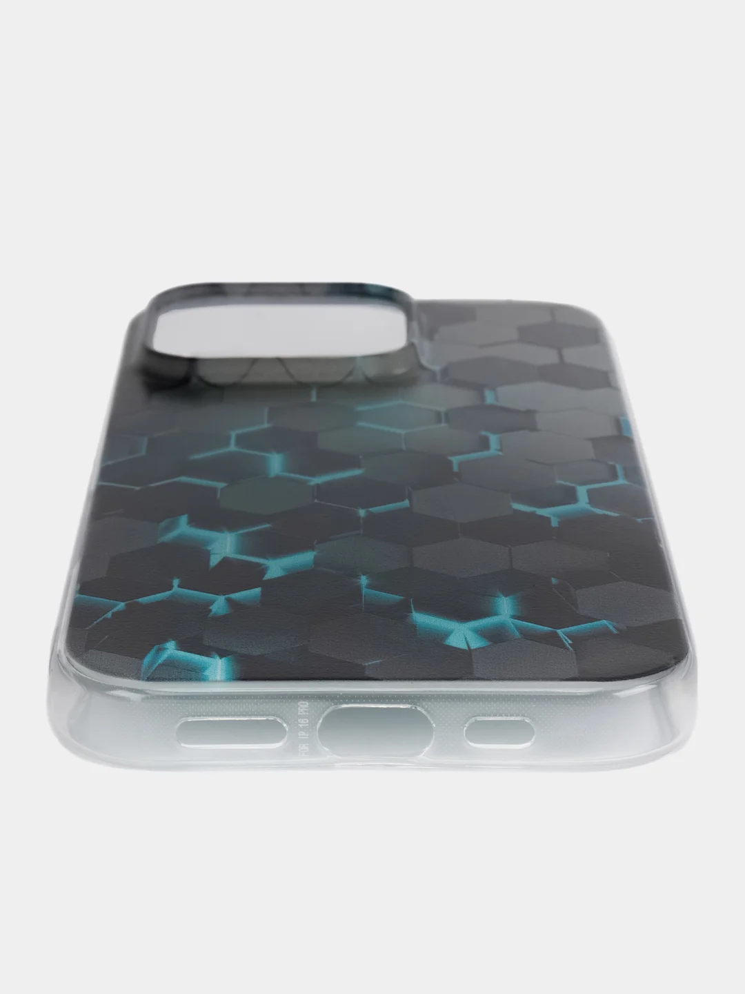 Бирюзовый чехол на Apple iPhone 16 Pro / Айфон 16 Про прозрачный, с принтом, защита камеры