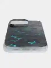Бирюзовый чехол на Apple iPhone 16 Pro / Айфон 16 Про прозрачный, с принтом, защита камеры