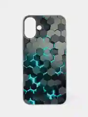 Бирюзовый чехол на Apple iPhone 16 Plus / Айфон 16 Плюс прозрачный, с принтом, защита камеры